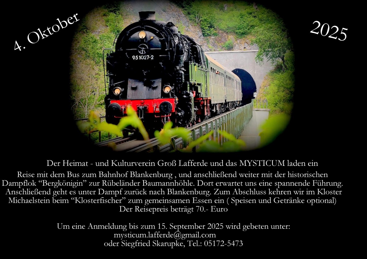 Dampflokfahrt Win Foto von einer Dampflok mit einem Text